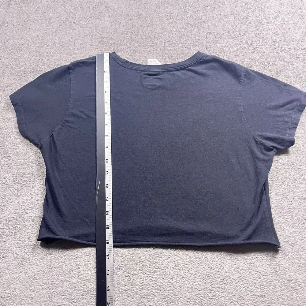 Marvel The Incredible Hulk Crop Top T-Shirt Ladies Size S Black Raw Hem Graphic